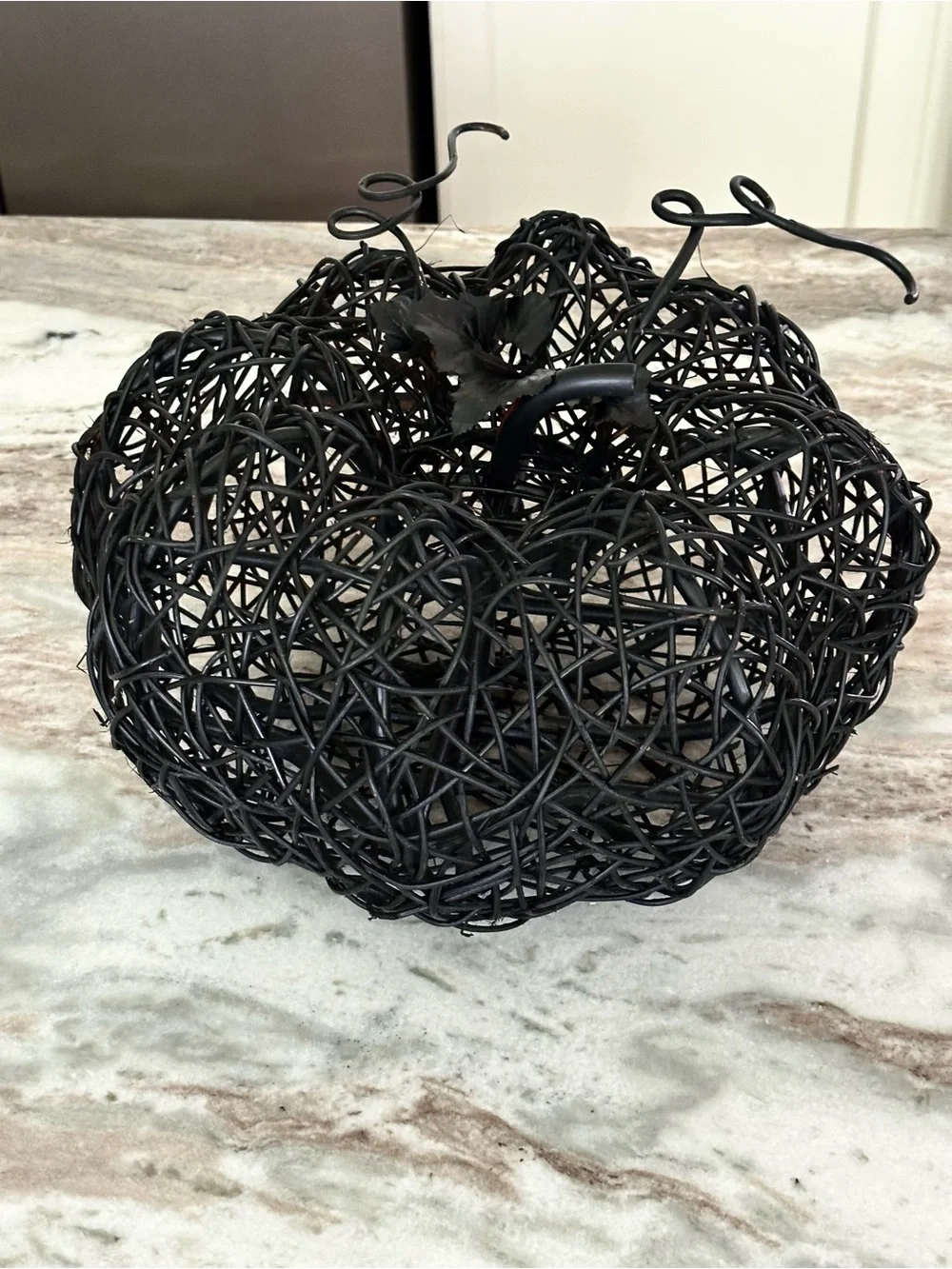 Halloween Pumpkin - Large Black Wicker Pumpkin Fall Halloween Decor